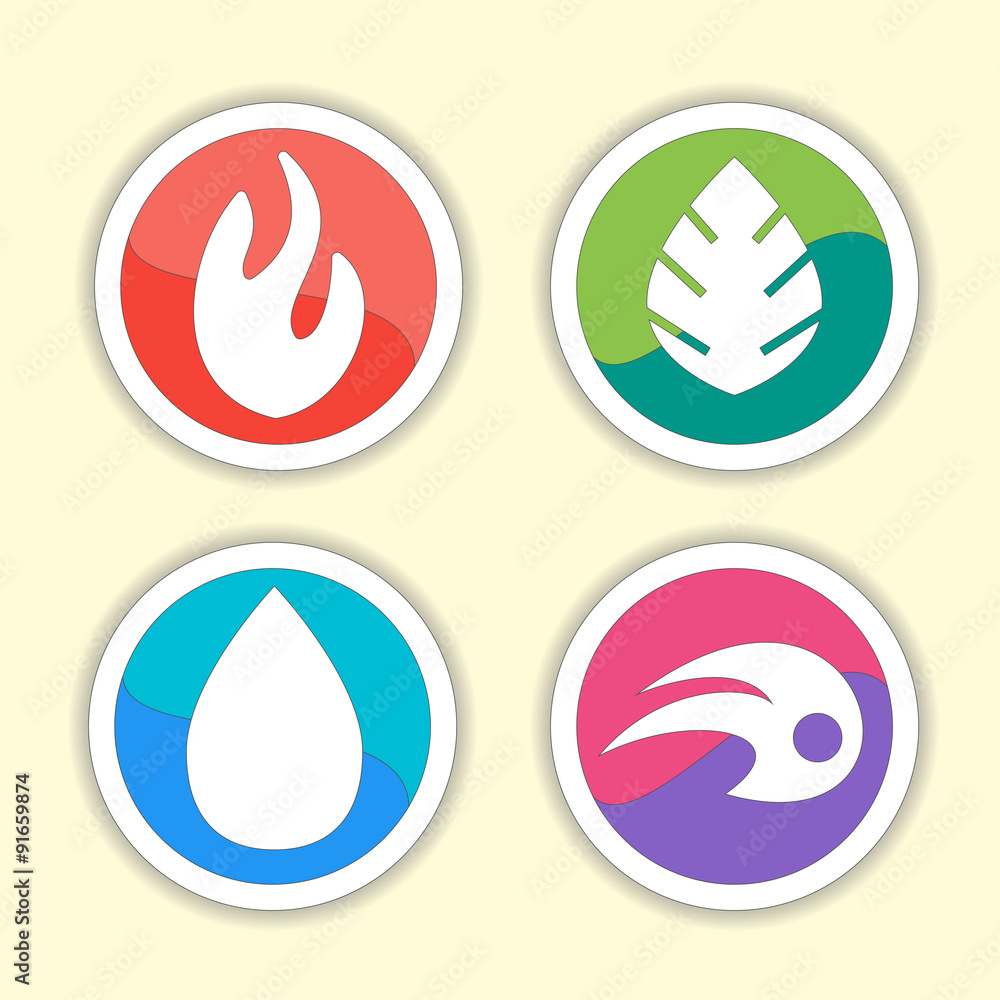 custom made wallpaper toronto digitalNatural elements - vector icons set. Vector symbols of four