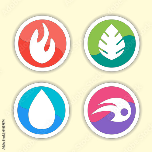 Wallpaper Mural Natural elements -  vector icons set. Vector symbols of four Torontodigital.ca