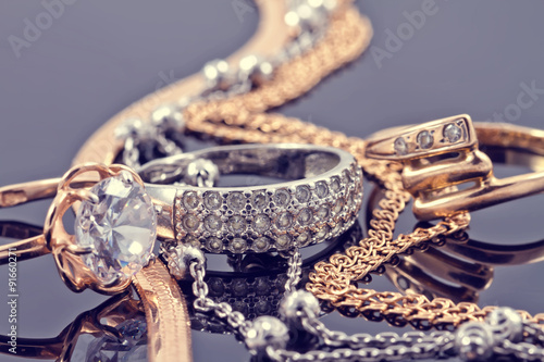 Gold, silver rings and chains