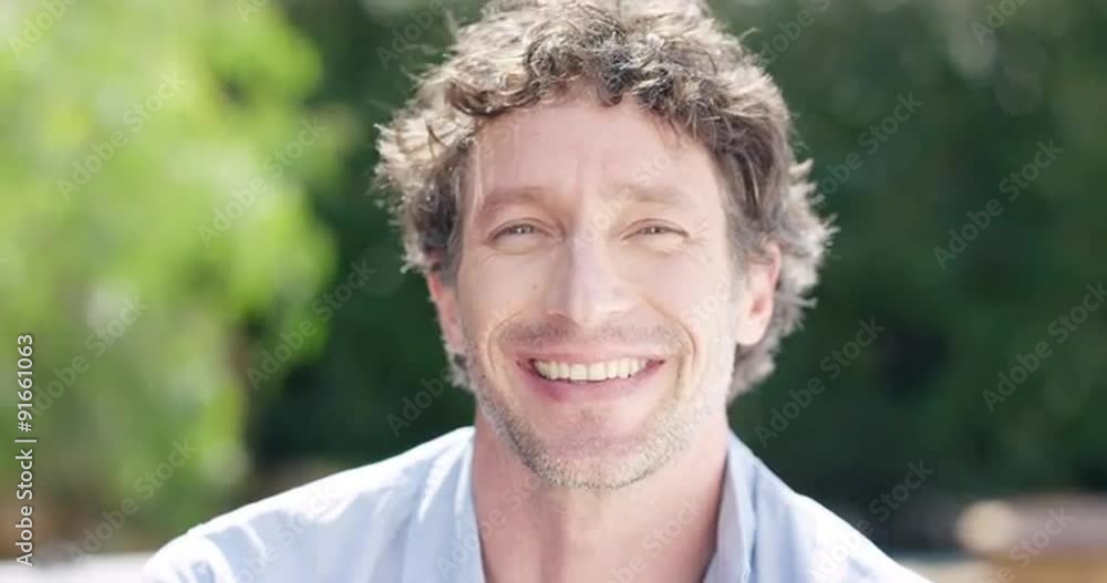 Attractive Mature man smiling portrait slow motion Attractive Mature man smiling portrait slow motion
