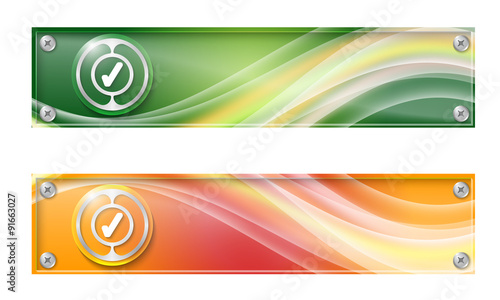 Set of two banners with colored rainbow and check box