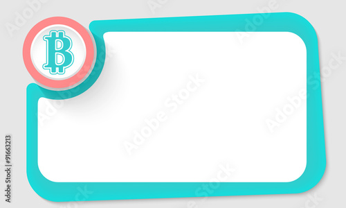 Pink circle and bit coin symbol and green frame for your text