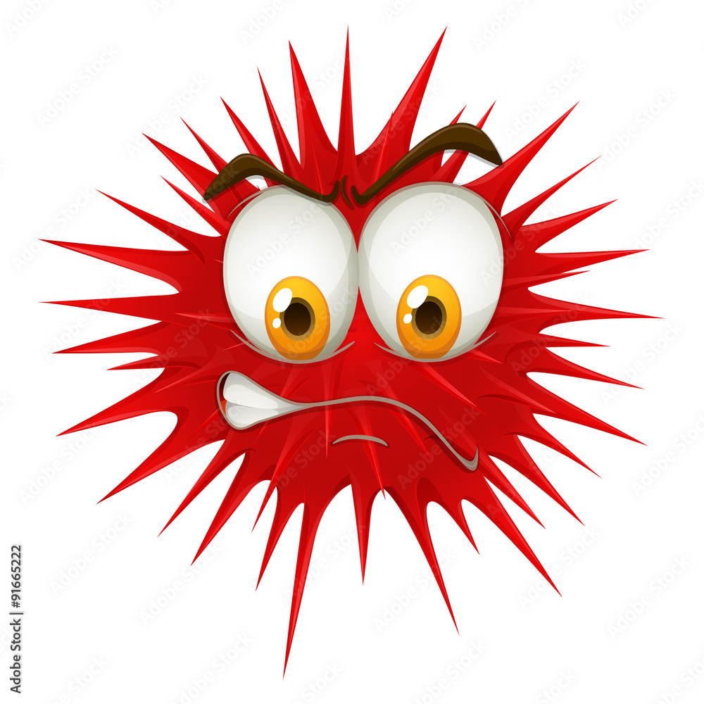 Red thorn ball with angry face.