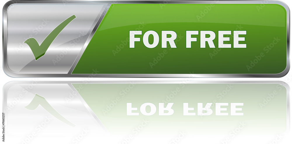 FOR FREE / realistic modern glossy 3D vector eps banner in green with metallic border and checkmark FOR FREE / realistic modern glossy 3D vector eps banner in green with metallic border and checkmark