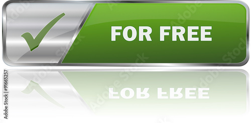 FOR FREE / realistic modern glossy 3D vector eps banner in green with metallic border and checkmark