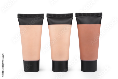 Tubes with make up liquid foundation