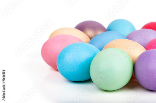 Easter eggs closeup on white