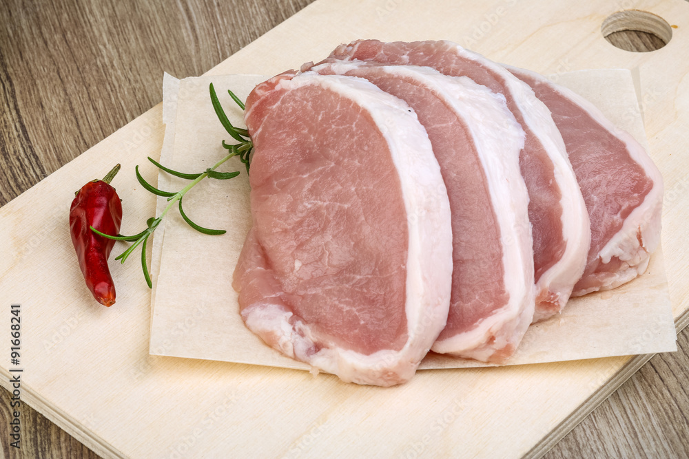 Raw pork steak