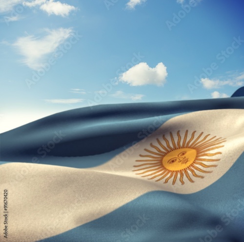 Composite image of argentina flag waving in wind