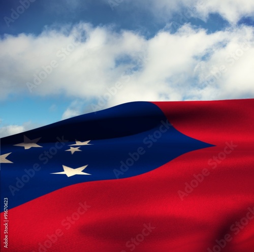 Composite image of waving flag of samoa