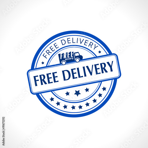 Blue stamp with the text free delivery written inside business
