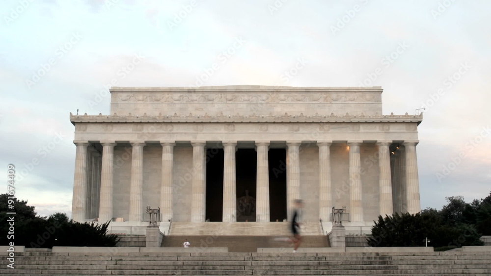Pedestrians and tourists walk around and through the Lincoln Memorial in Washington, DC Pedestrians and tourists walk around and through the Lincoln Memorial in Washington, DC