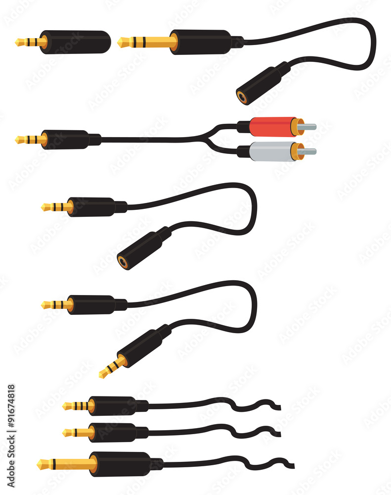 Fototapeta premium Audio jacks plug 3.5mm and 6.5mm