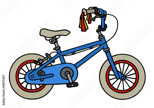 Blue child bike / Hand drawing, vector illustration