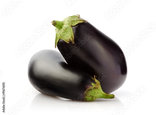 Two Fresh Eggplant isolated on white background