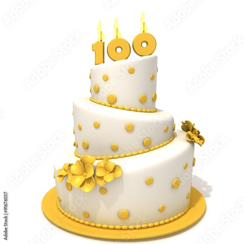 Birthday cake with number one hundred
