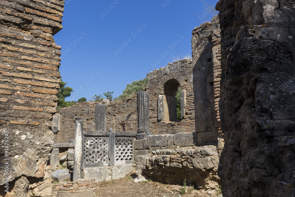 Remains at ancient Olympia archaeological site in Greece