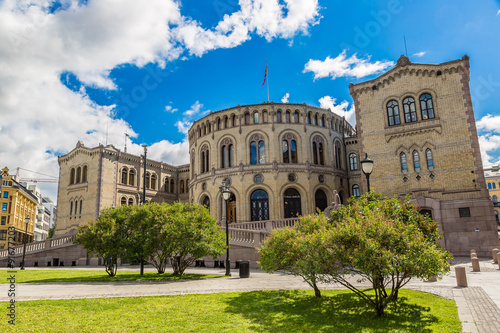 Photography Norwegian Parliament building in Oslo