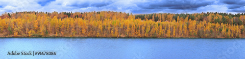 Mellow autumn on lakeside panoramic #91678086