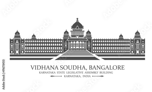 Vector illustration of Bangalore Vidhana soudha also known as legislative assembly photo