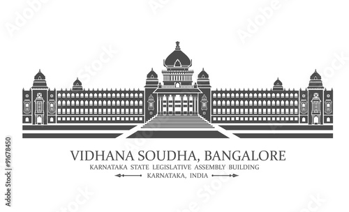 Vector illustration of Bangalore Vidhana soudha also known as legislative assembly