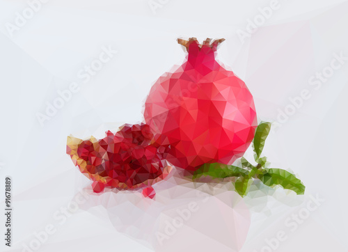 Pomegranate in polygonal crystal style