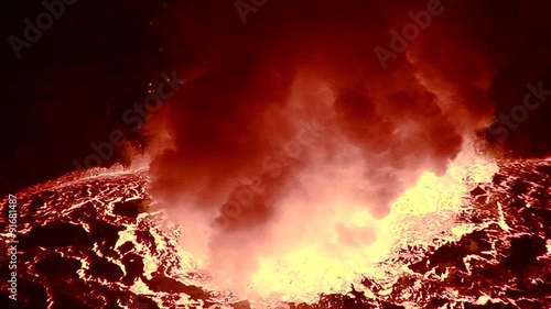 The spectacular Nyiragongo volcano erupts at night in the Democratic Republic of Congo suggests the fire of hell.