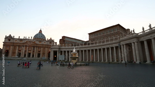 Pan Shot Tourist Visiting St.Peter's Square at Vatican City photo