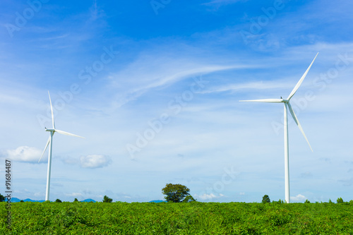 beautiful landscape image with Windturbine farm