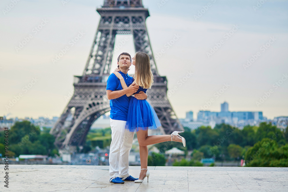 Beautiful young dating couple in Paris