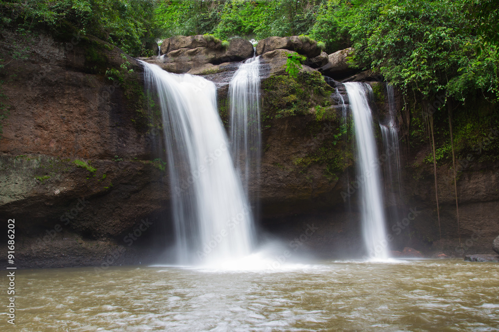 Deep forest water falls in nation park of Thailand