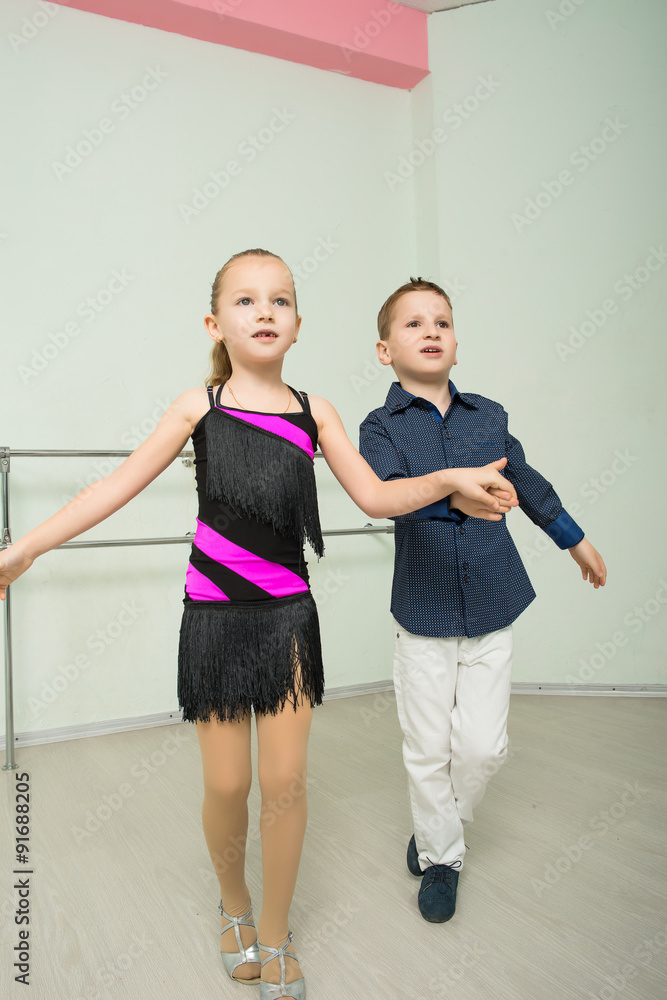 Fototapeta premium Dancing, ballroom dancing, dance studio, children