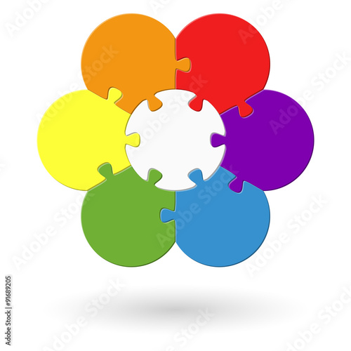round flower puzzle colored