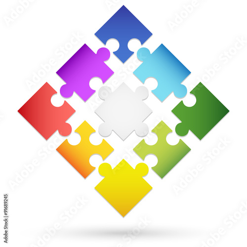 nine colored puzzle parts
