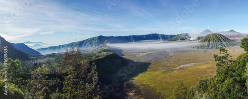 Mt Bromo in foggy moment during sunrise view.