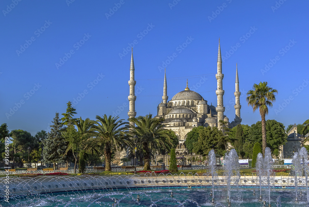 Naklejka premium view of Sultan Ahmed Mosque, Istanbul