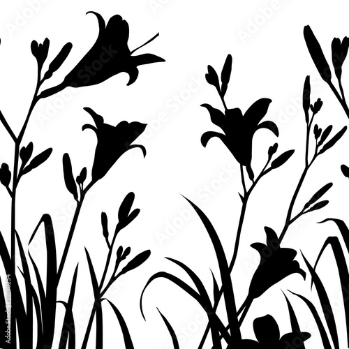 Decorative seamless lily silhouette