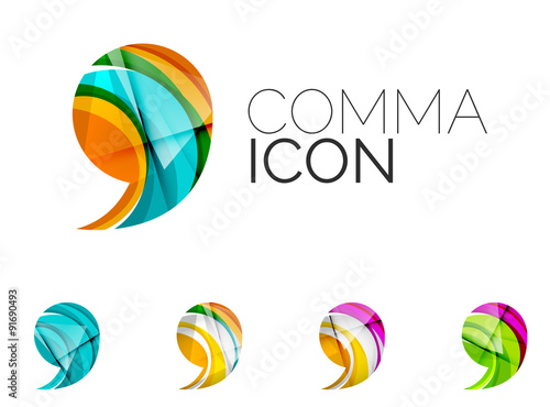 Set of abstract comma icon, business logotype concepts, clean