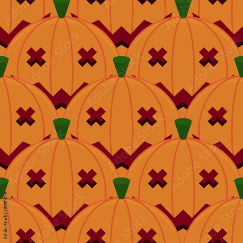 Halloween Pumpkin Seamless Pattern Background