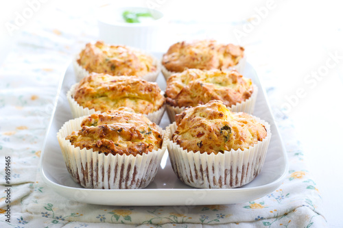 Savory courgette, herbs and feta muffins