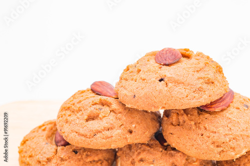 Almond cookie on white background