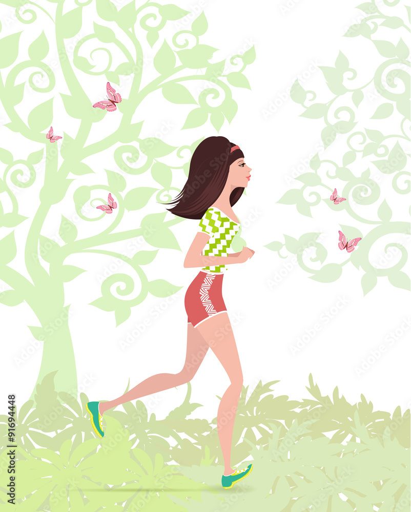 Young woman jogging in the park Young woman jogging in the park