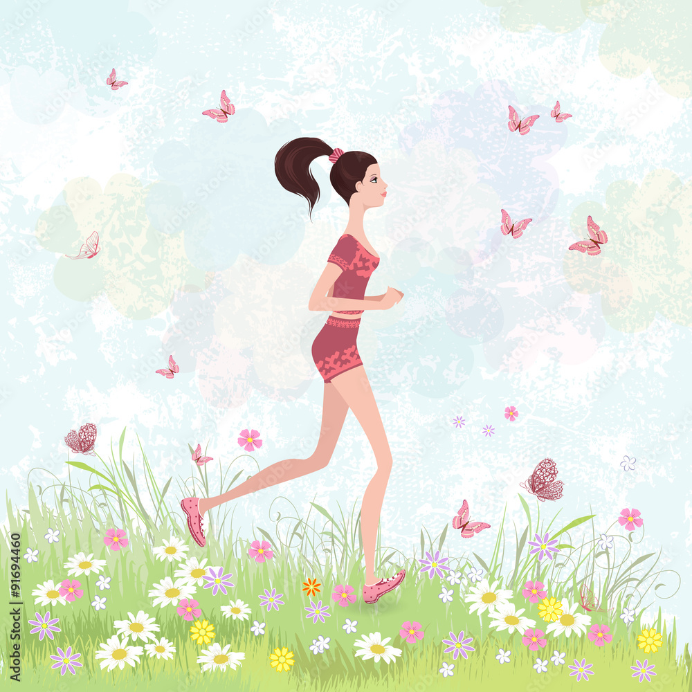 Sporty brunette jogging in the park Sporty brunette jogging in the park