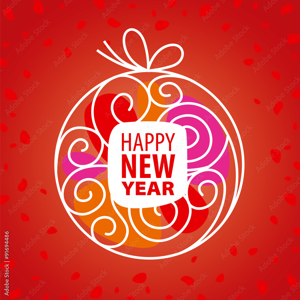 Fototapeta premium vector logo Christmas ball on a red background