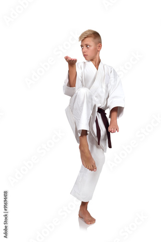 boy training karate