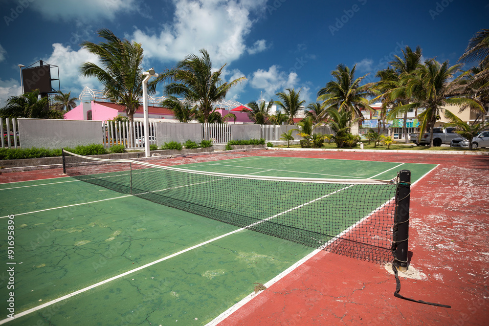 Fototapeta premium Outdoor tennis net at court