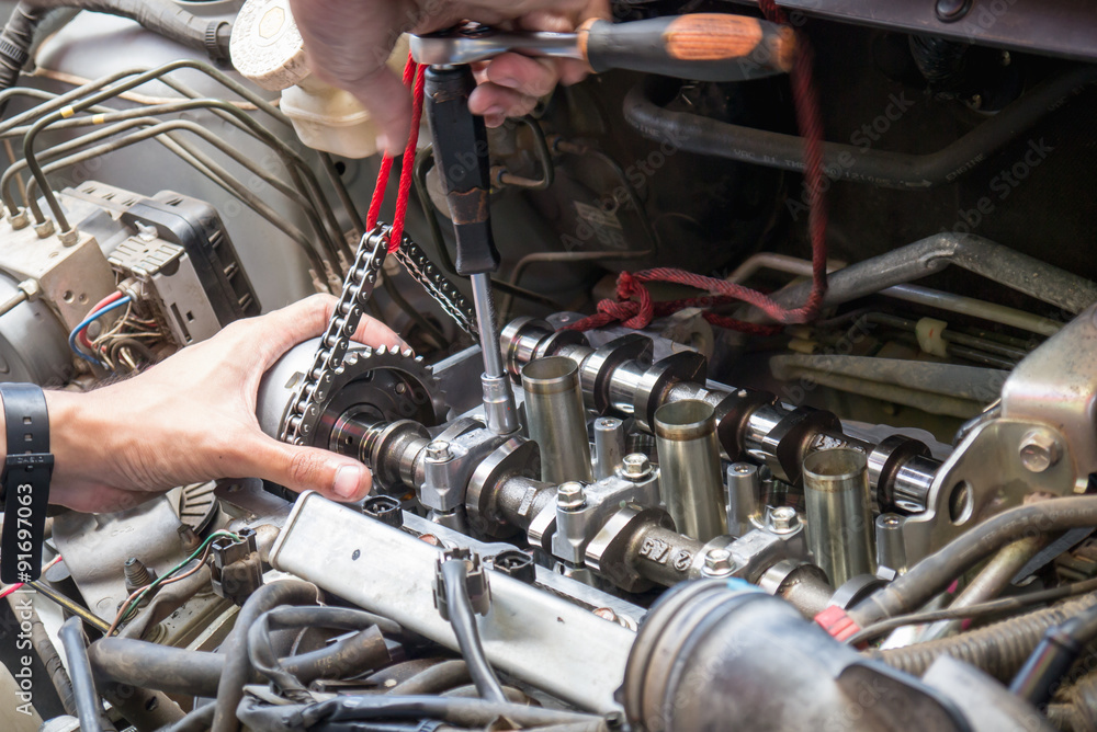Fototapeta premium Fixing car engine