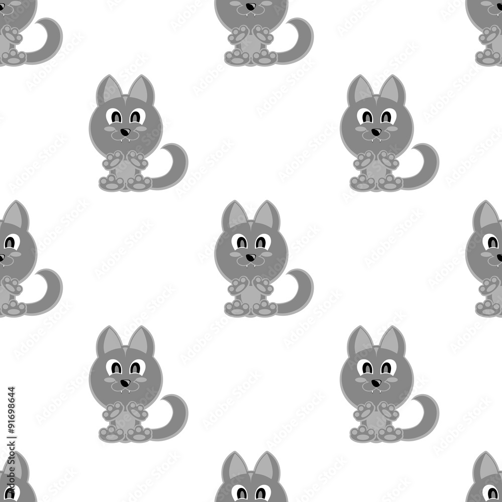 Seamless vector background funny animals symbol WOLF