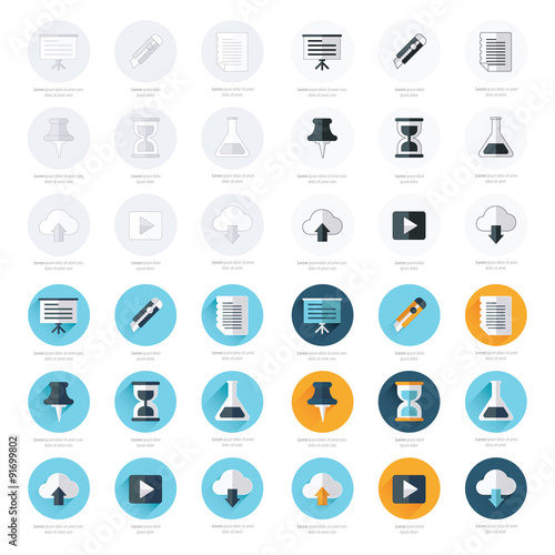 Office icons flat design set