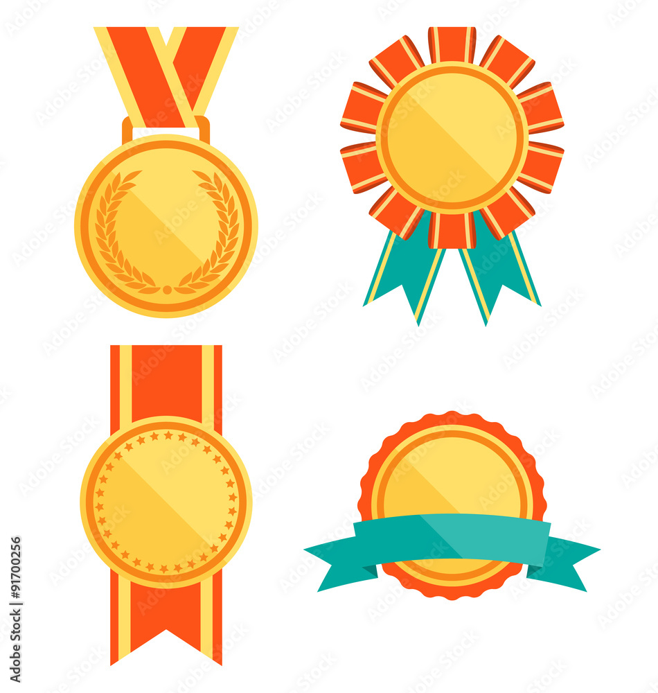 Golden Premium Quality Best Flat Labels Medals Collection Isolat Golden Premium Quality Best Flat Labels Medals Collection Isolat